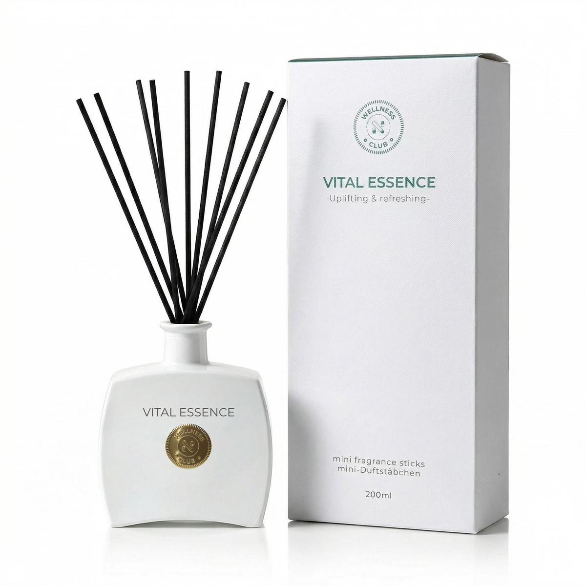Wellness Club VITAL ESSENCE Zitronengras-Räucherstäbchen Duft Diffusor – 200ml – Natürliche ätherische Öle