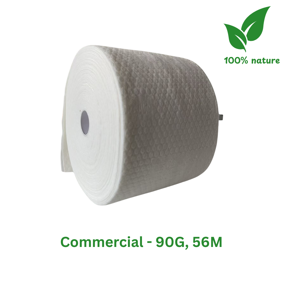 CalmConcept® Einweg-Handtuchrolle 56M, 90G, aus 100 % natürliche Pflanzenfasern, 3D-Perlentextur, weich, fusselfrei, biologisch abbaubar, für Trocken- & Nassanwendung, für Warmtuchspender Modell C