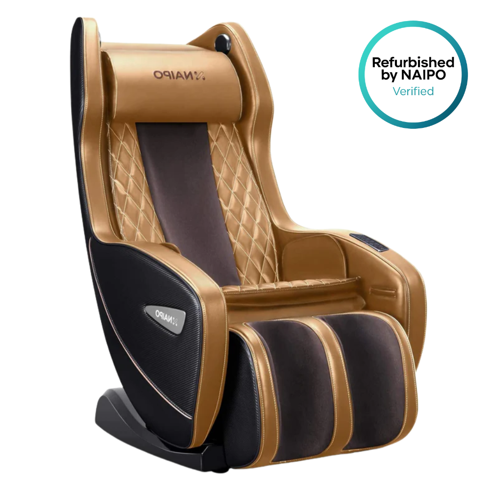 NAIPO Premium Massagesessel, Design-Award, Bluetooth, Liegefunktion, Space-Saving, Gebraucht/Generalüberholt