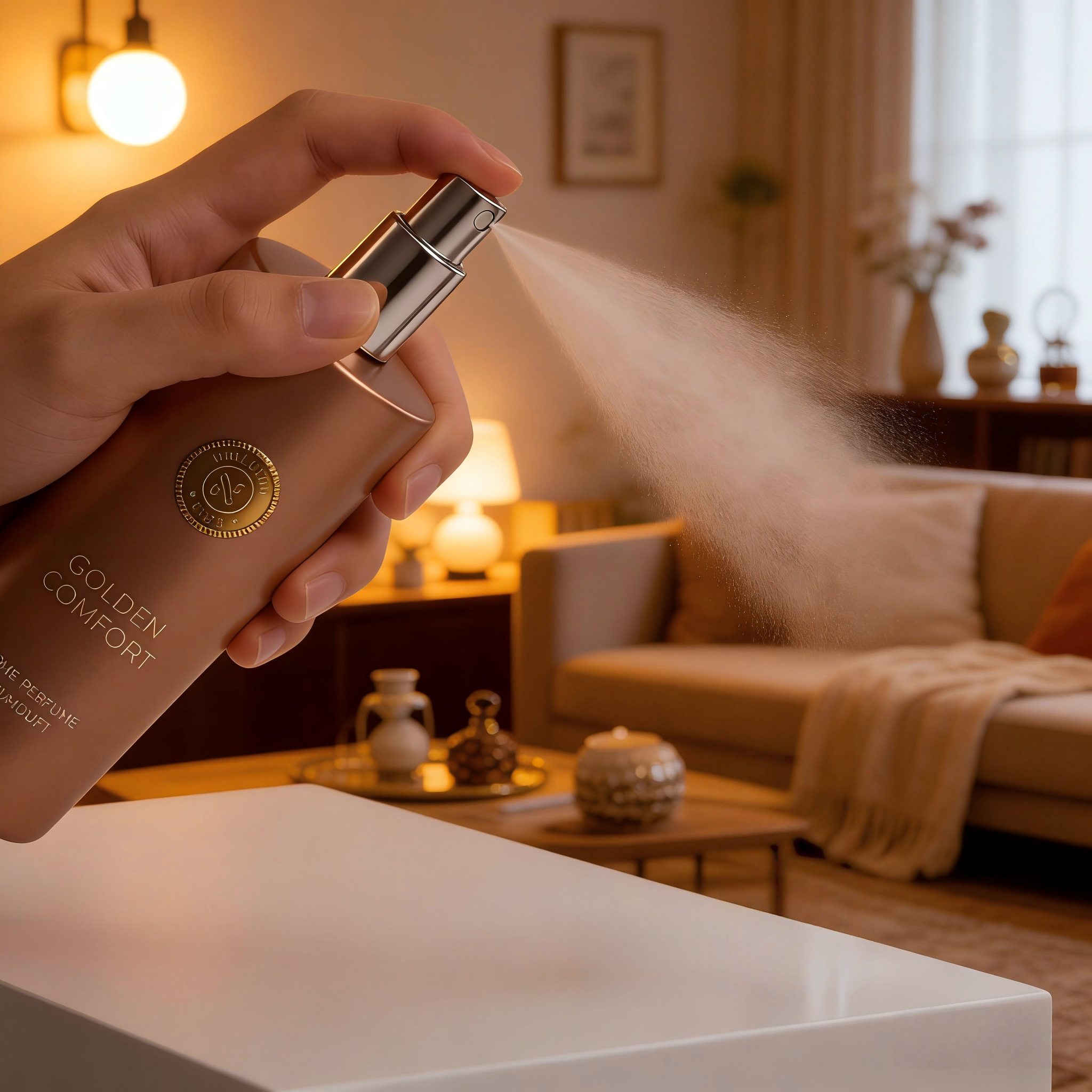 Wellness Club GOLDEN COMFORT Vanilla Gift Set – Reed Diffuser 100ml + Room Mist Spray 200ml – Natural Essential Oils – For Living Room, Bedroom, Bathroom, Home Office