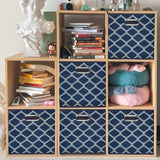 Alsterwell Folding Boxes - 6-Piece Set, Collapsible Non-Woven Fabric Storage Bins with Handles, 10.5 x 10.5 x 11 inches - Storage Baskets for Living Room, Bedroom and Kitchen, Denim Blue, Breathable (Pre-sell)