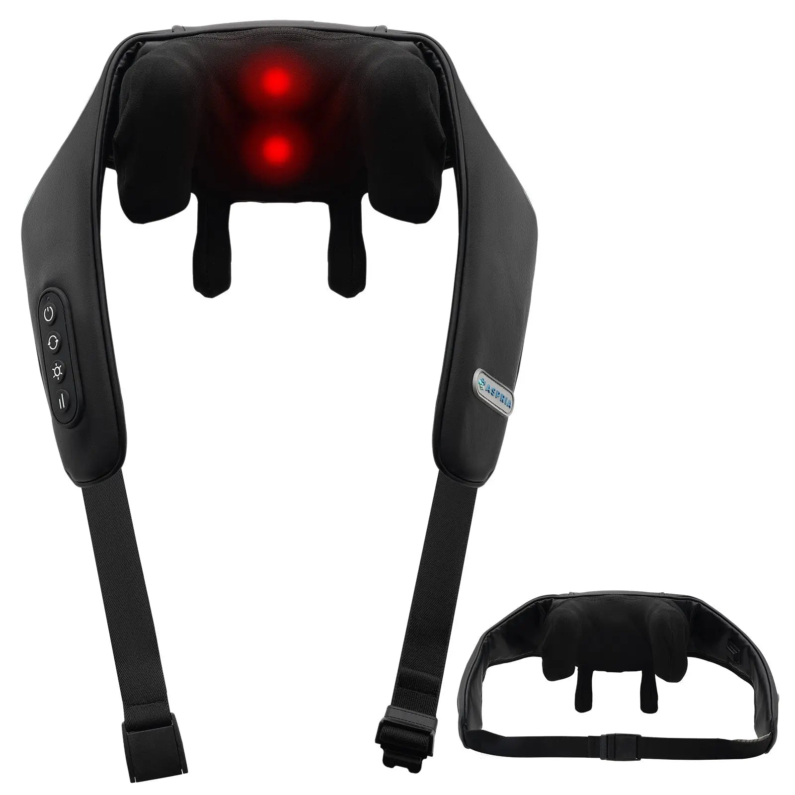 Aspria by NAIPO 5D Shiatsu Nackenmassagegerät mit Wärme, wiederaufladbar, Tragbares Schultermassagegerät für Nacken, Schulter, Rücken, Beine und Ganzkörpermassage, Schwarz