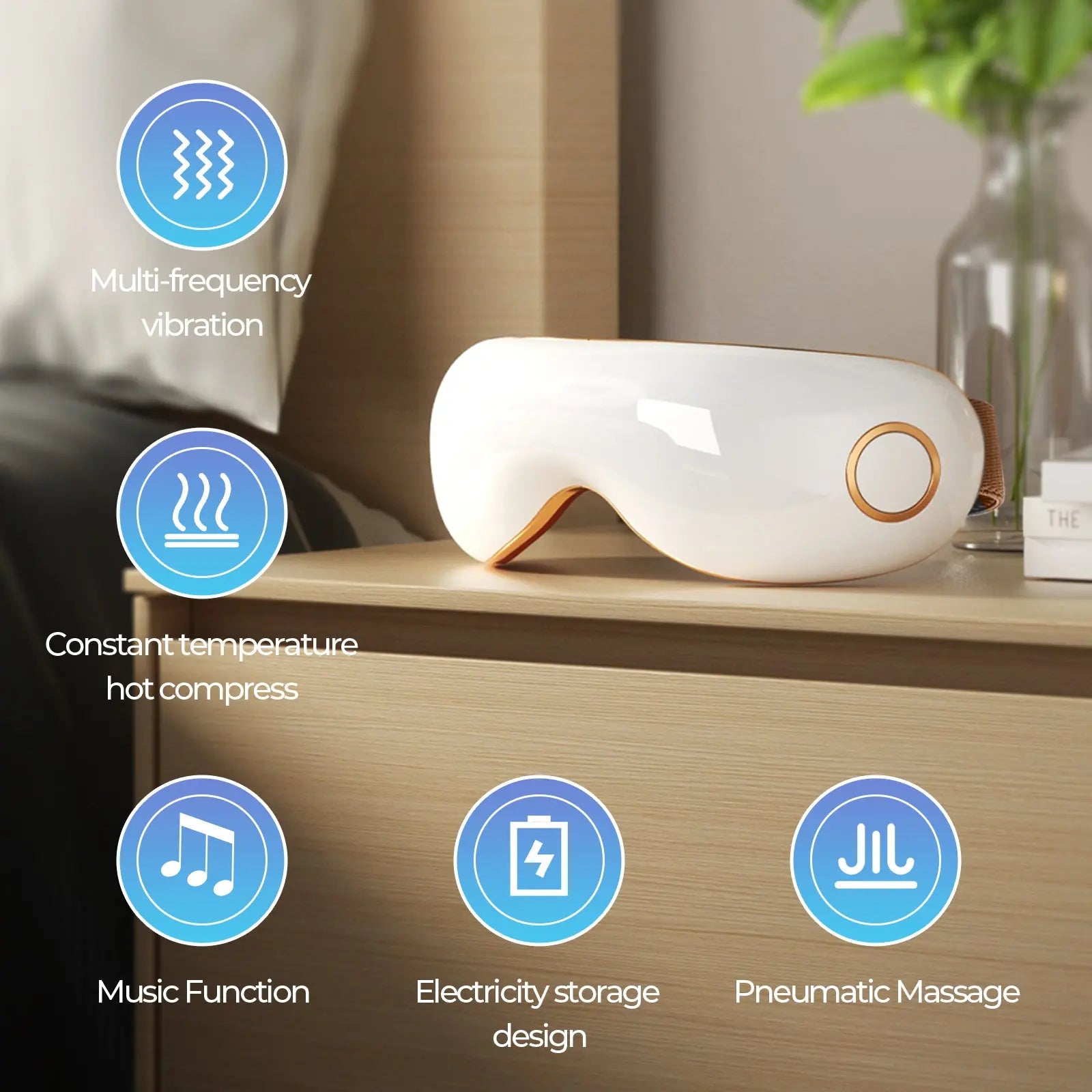 Aspria by NAIPO Augenmassagegerät - mit Wärme, Wiederaufladbar, Kompression Vibration, Massagesessel Erweiterung oder Standalone