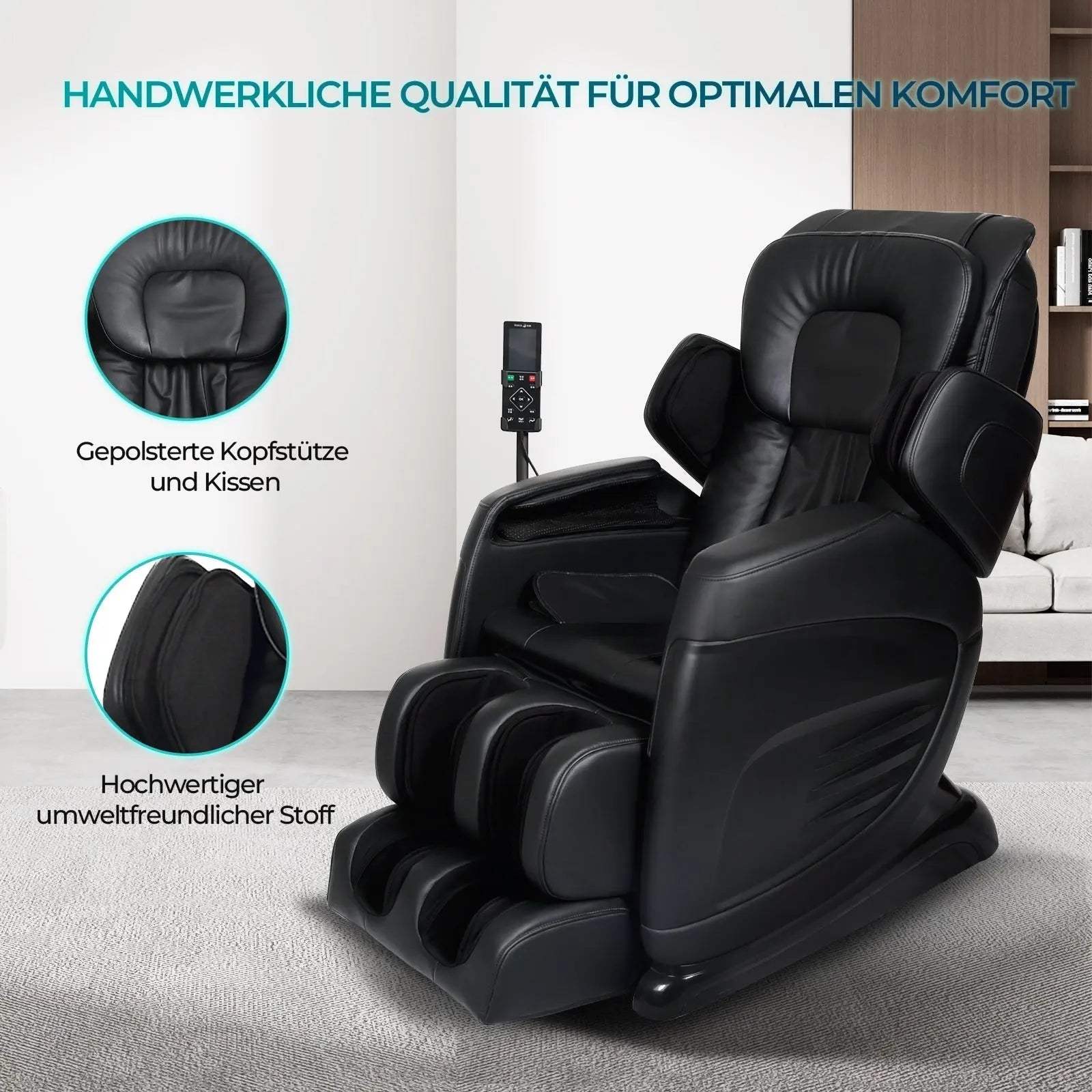 Aspria by NAIPO Massagesessel mit Liegefunktion "Classic-Comfort" Shiatsu mit Wärmefunktion, Zero-Gravity, Ganzkörpermassage, weiß-braun