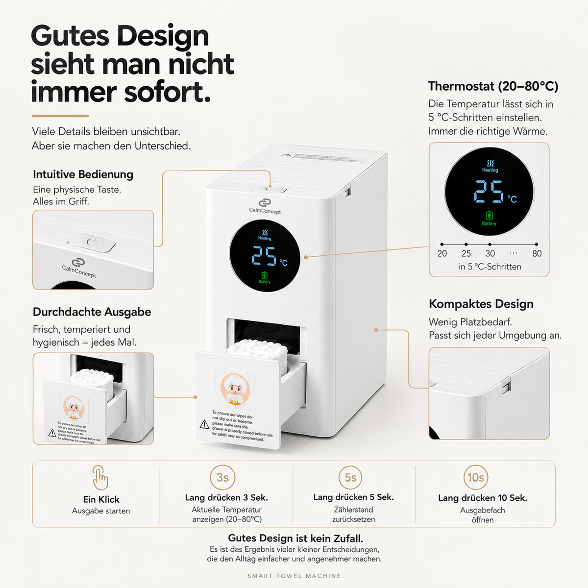 CalmConcept ThermOne Air W2 – Warm & Cold Towel Dispenser with Battery
