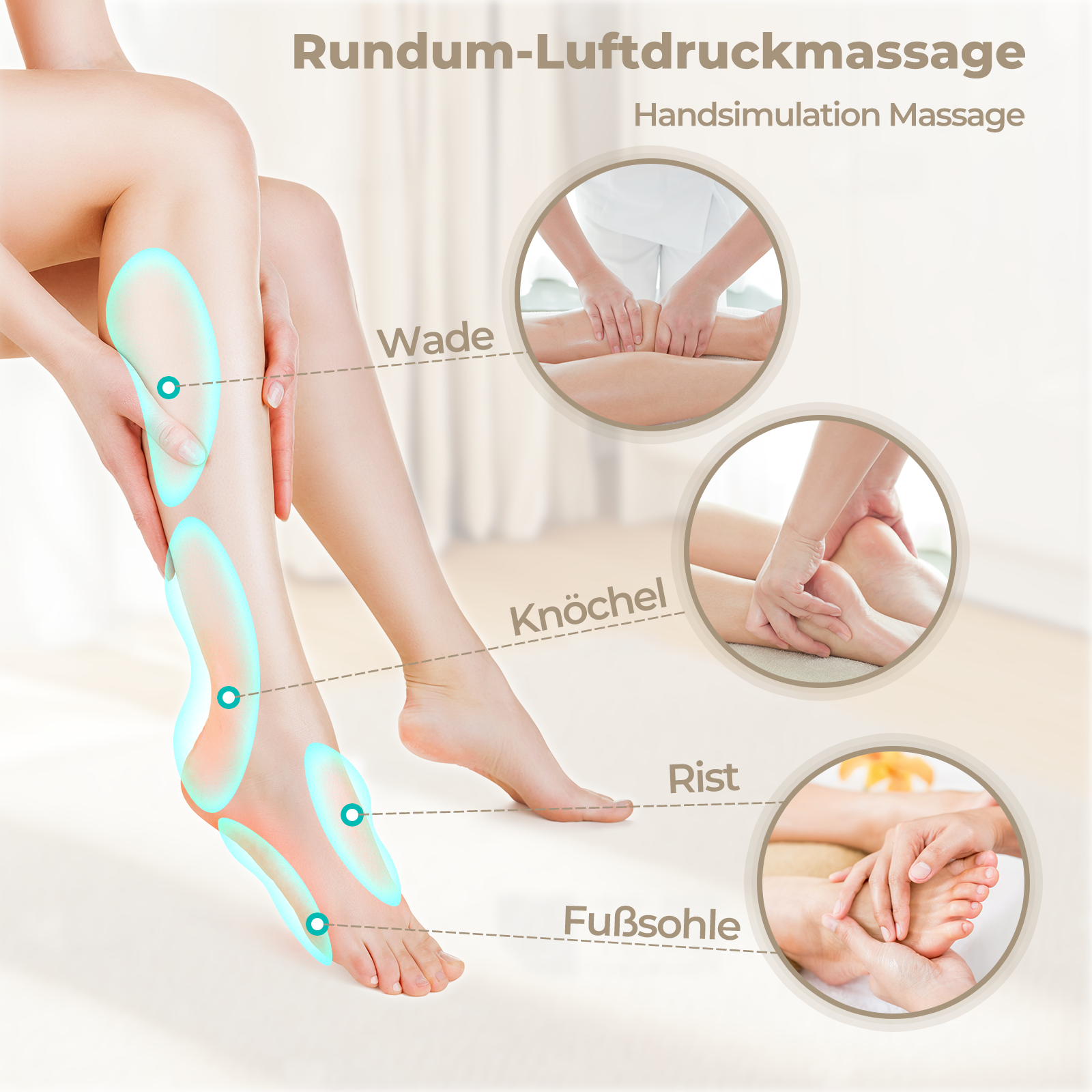 Aspria Cloudwalk Fußmassagegerät mit Wärmefunktion, Shiatsu Tiefkneten & 360° Luftkompression