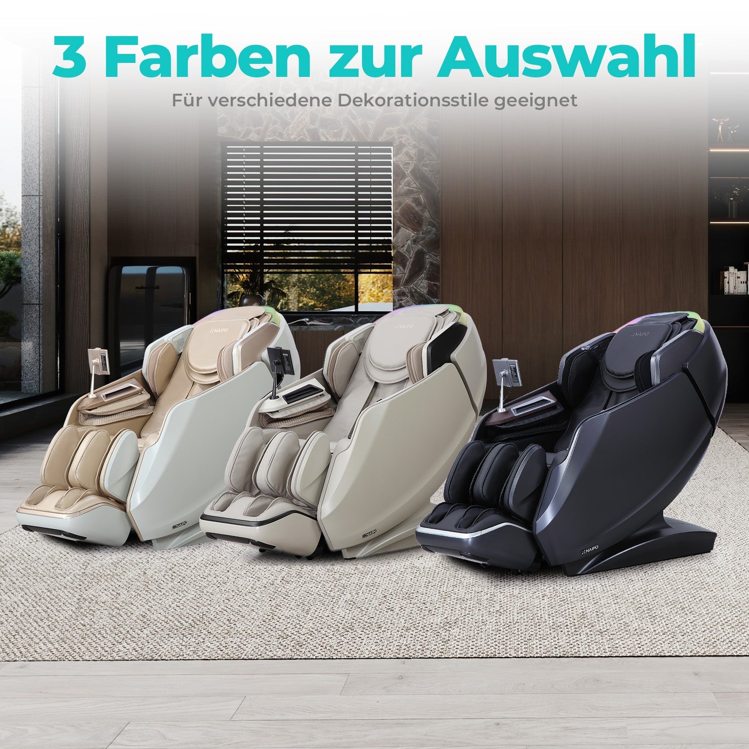 NAIPO 4D High-End Massagesessel S61 Wärmefunktion, 8-inch Tablet-Steuerung