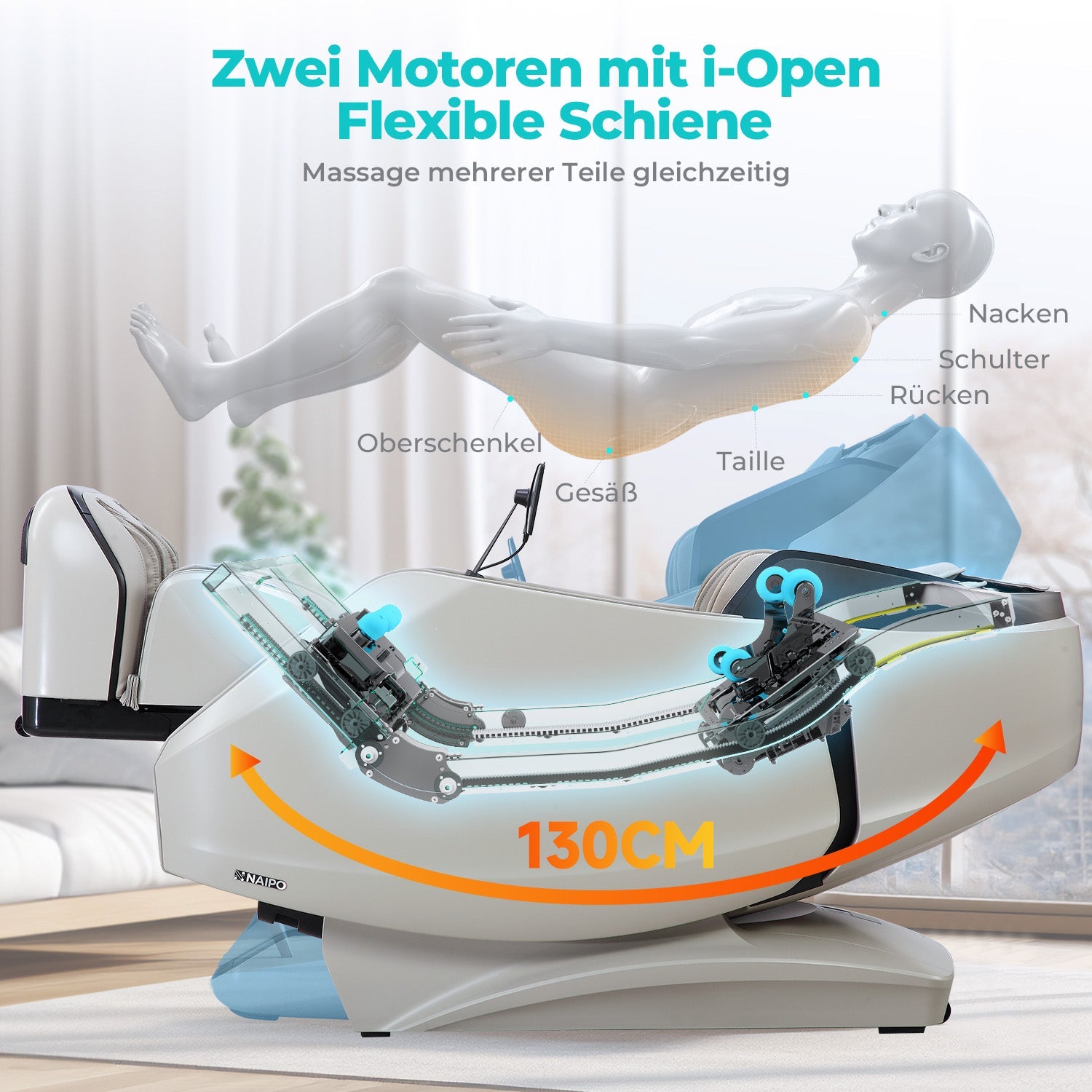 NAIPO 4D High-End Massagesessel S61 Wärmefunktion, 8-inch Tablet-Steuerung