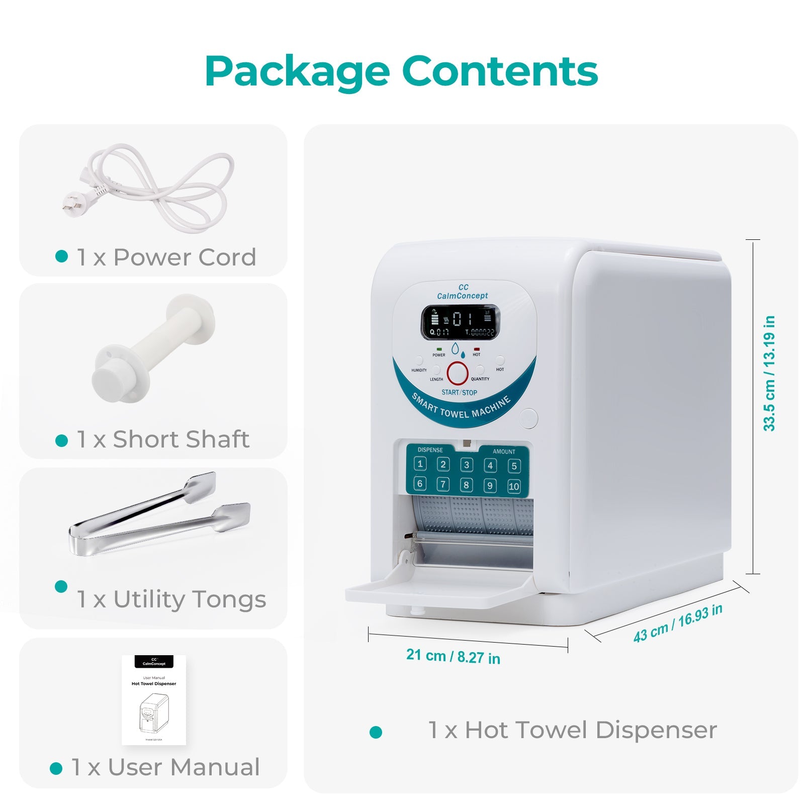 CalmConcept® Warmtuchspender mit Befeuchtung und Heizfunktion (bis zu 60 °C), LED-Display, schnelle 2s-Ausgabe, Hygienischer Einweg-Handtuchwärmer für Spa, Kosmetikstudio, Restaurant & Zuhause, Modell A