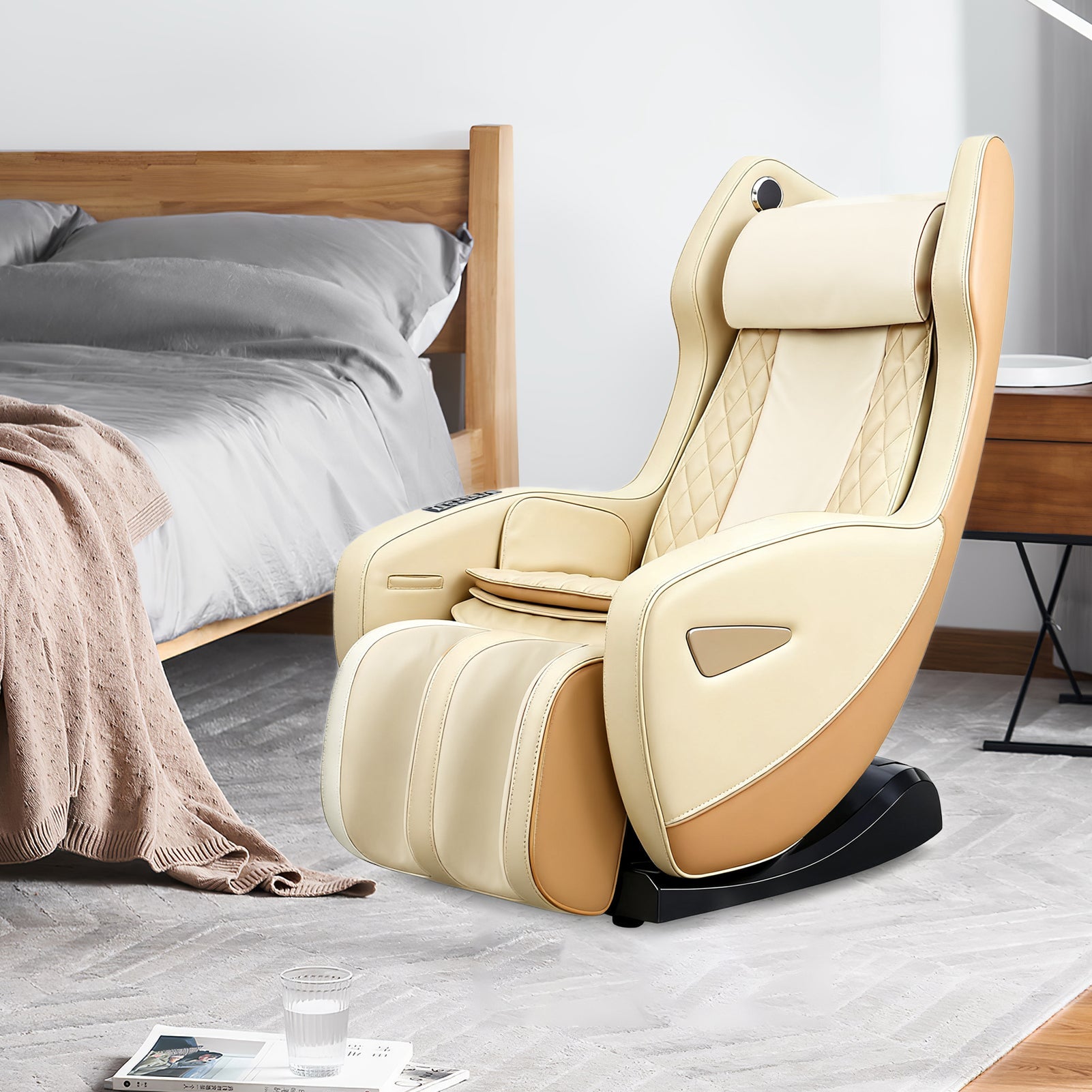 NAIPO Massagesessel mit Wärme | Design-Award | Bluetooth | Liegefunktion | Space-Saving | Creme-beige