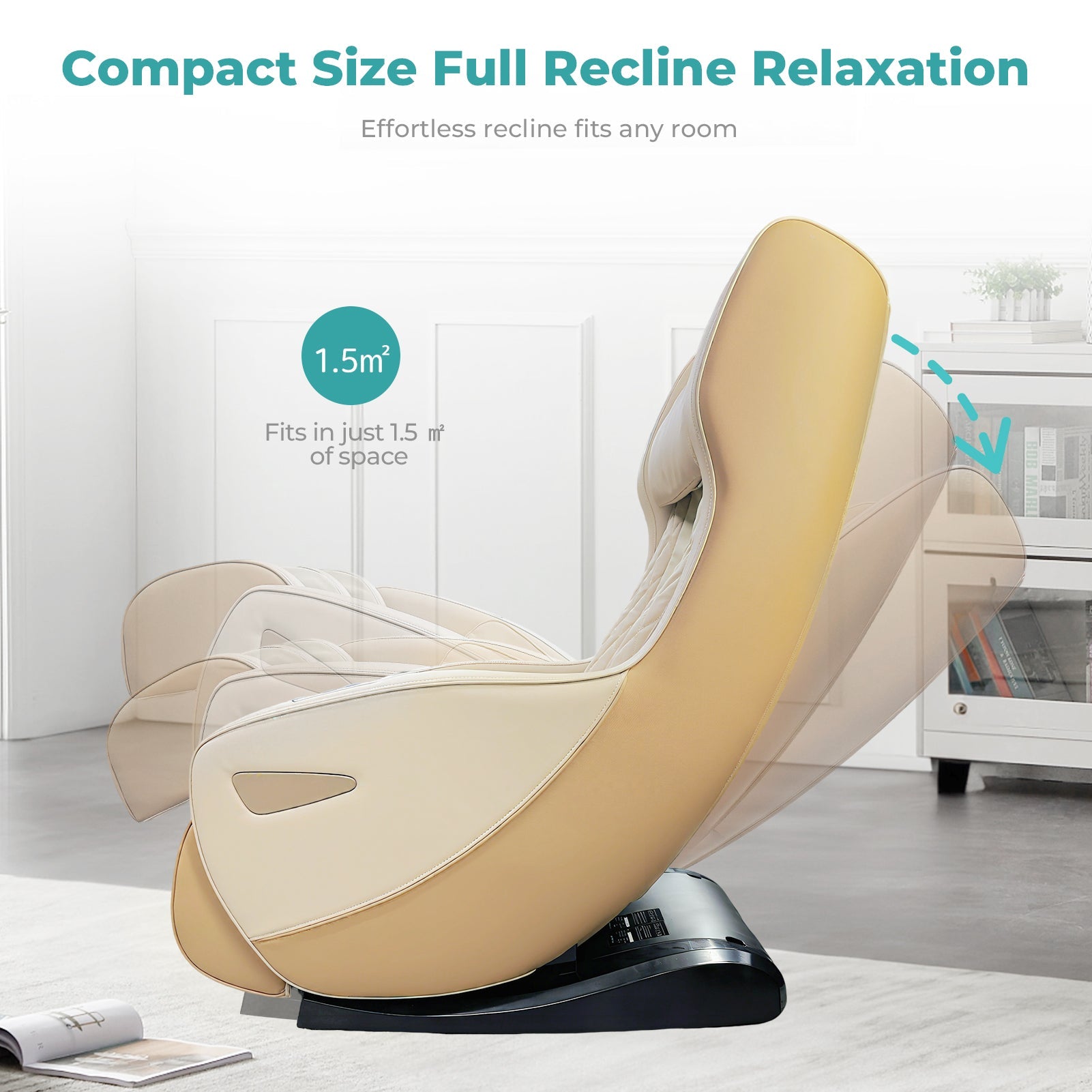 NAIPO Massagesessel mit Wärme | Design-Award | Bluetooth | Liegefunktion | Space-Saving | Creme-beige