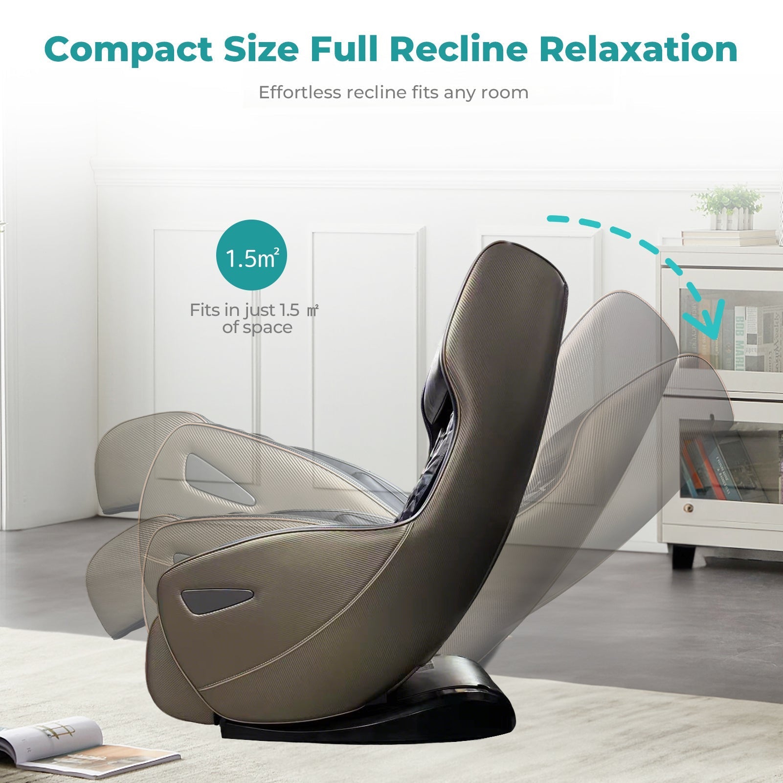 NAIPO Premium Massagesessel, Design-Award, Bluetooth, Liegefunktion, Space-Saving, Braun