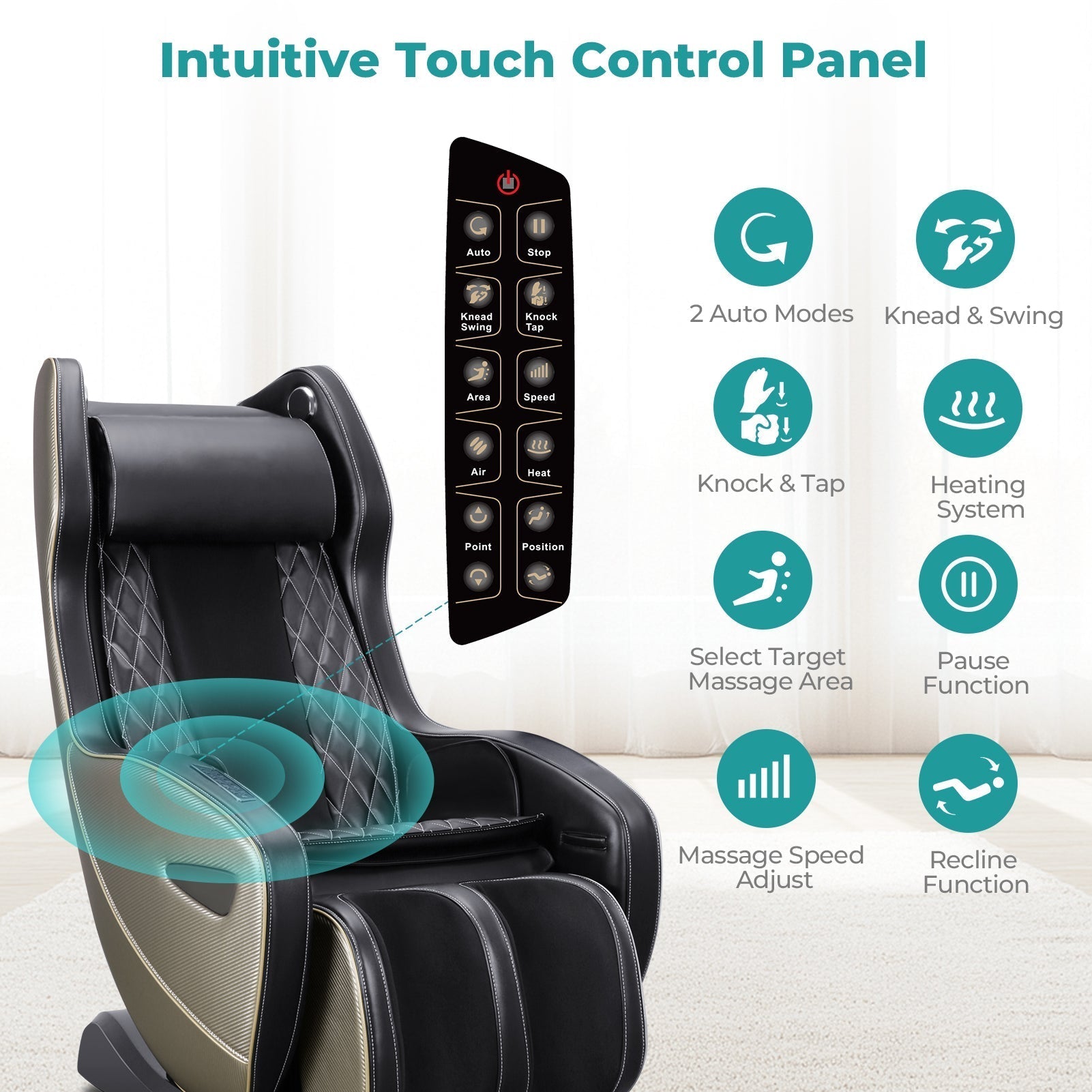 NAIPO Premium Massagesessel, Design-Award, Bluetooth, Liegefunktion, Space-Saving, Braun