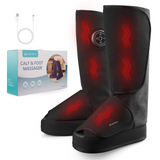 Aspria by Naipo foot massager, 2-in-1 calf foot massager with air compression, vibration and heat therapy, leg-foot massage boot for swollen legs, oedema, cordless design, Black