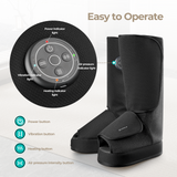 Aspria by Naipo foot massager, 2-in-1 calf foot massager with air compression, vibration and heat therapy, leg-foot massage boot for swollen legs, oedema, cordless design, Black