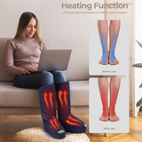 Aspria by Naipo foot massager, 2-in-1 calf foot massager with air compression, vibration and heat therapy, leg-foot massage boot for swollen legs, oedema, cordless design, Blue