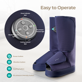 Aspria by Naipo foot massager, 2-in-1 calf foot massager with air compression, vibration and heat therapy, leg-foot massage boot for swollen legs, oedema, cordless design, Blue