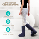 Aspria by Naipo foot massager, 2-in-1 calf foot massager with air compression, vibration and heat therapy, leg-foot massage boot for swollen legs, oedema, cordless design, Blue
