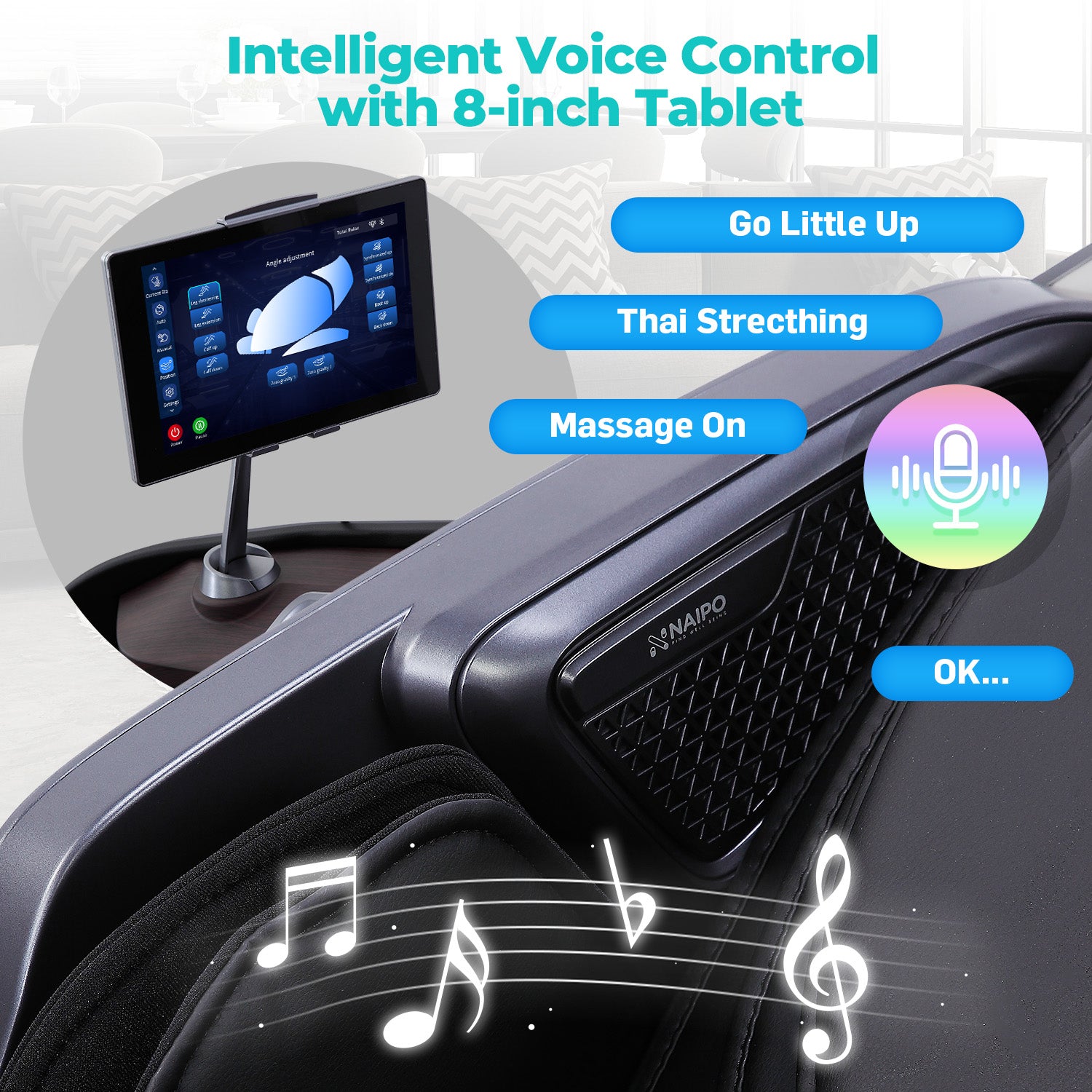 NAIPO 4D High-End Massage Chair S61, Heat Function, 8-inch Tablet Control, Used/Refurbished