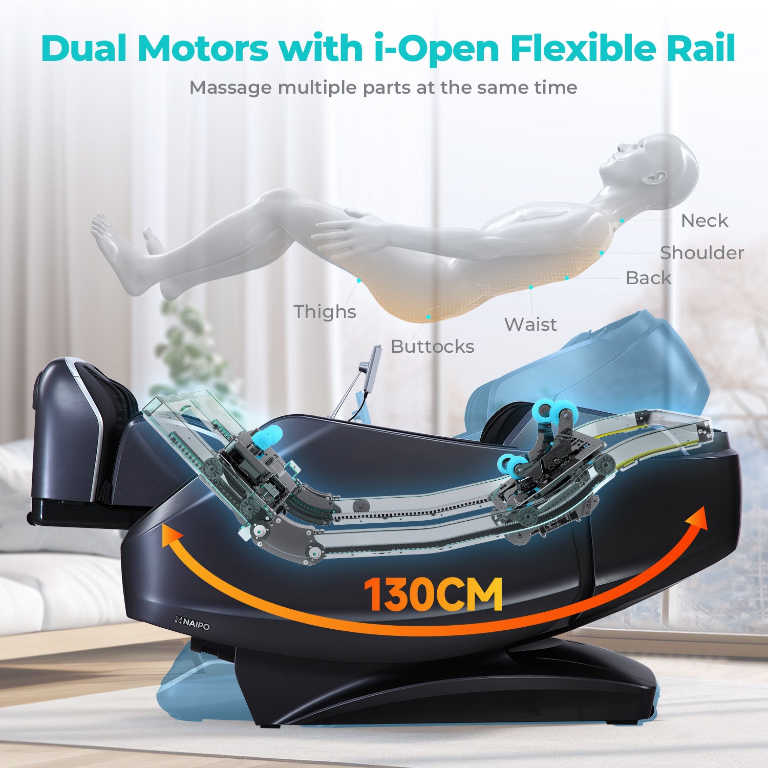 NAIPO 4D High-End Massage Chair S61, Heat Function, 8-inch Tablet Control, Used/Refurbished