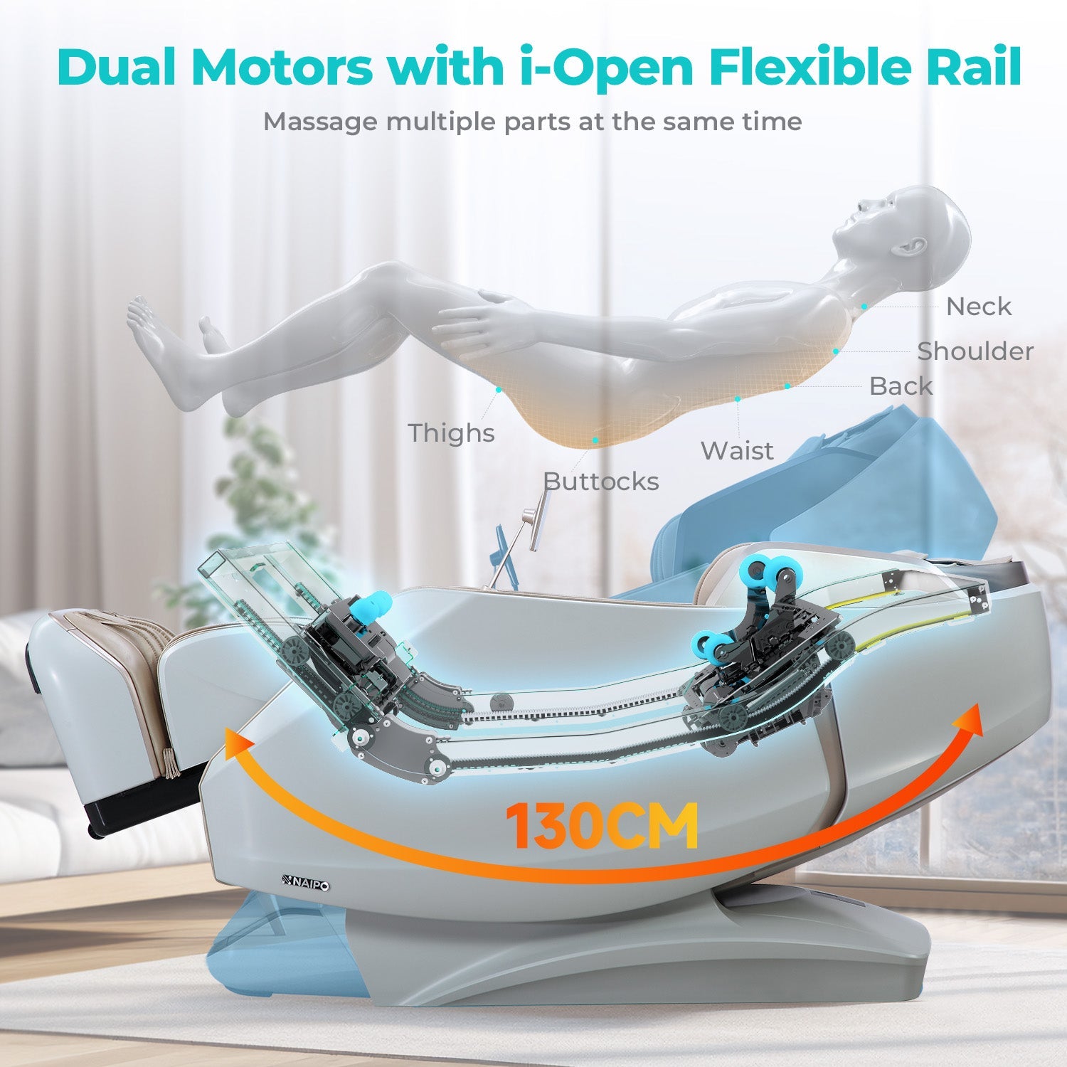 NAIPO 4D High-End Massagesessel S61 Weiß, Wärmefunktion, 8-inch Tablet-Steuerung