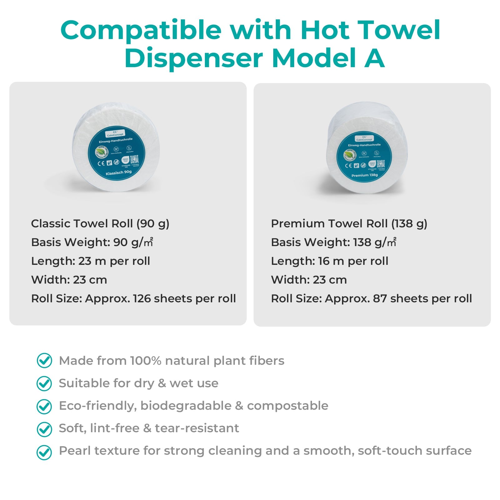 CalmConcept® Warmtuchspender mit Befeuchtung und Heizfunktion (bis zu 60 °C), LED-Display, schnelle 2s-Ausgabe, Hygienischer Einweg-Handtuchwärmer für Spa, Kosmetikstudio, Restaurant & Zuhause, Modell A