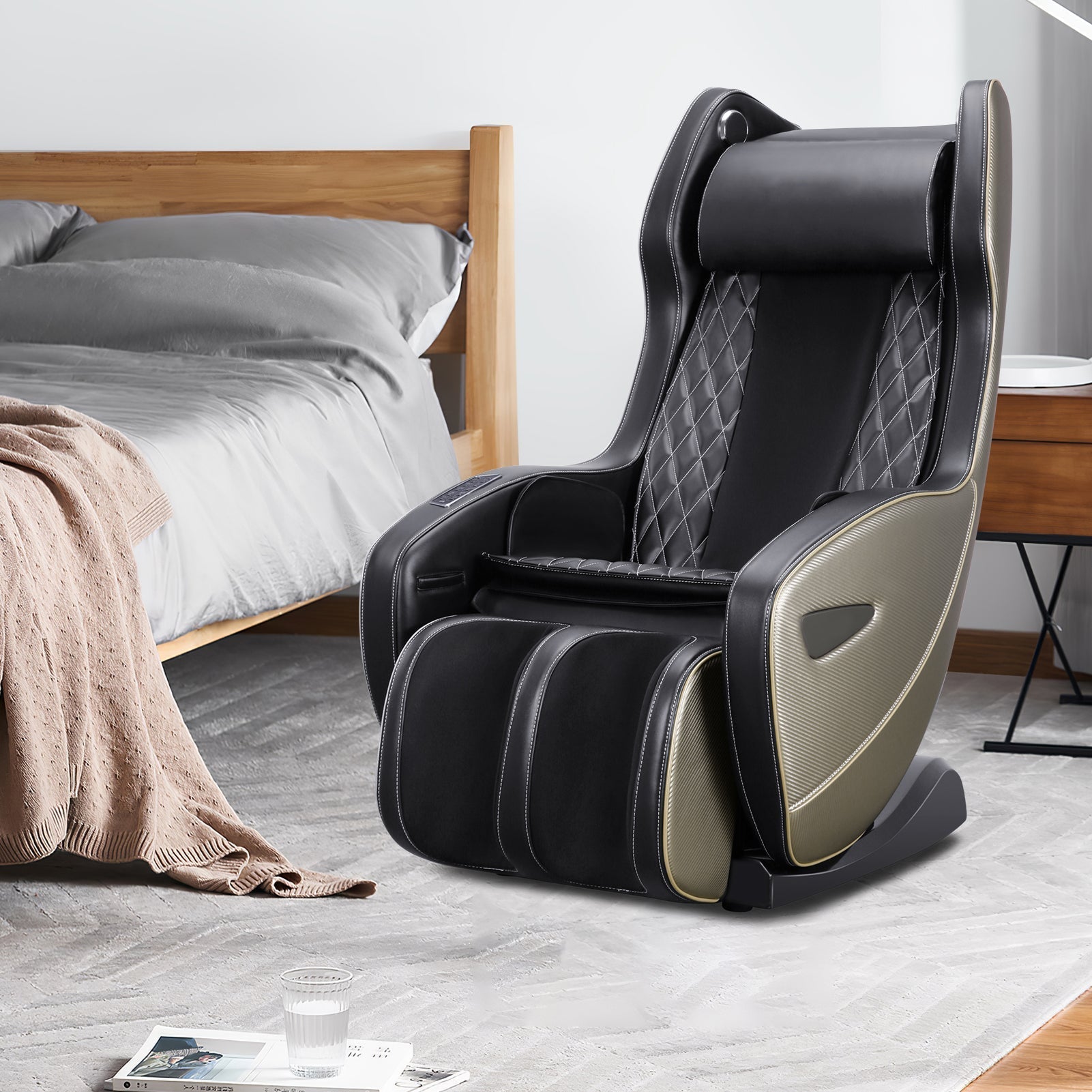 NAIPO Premium Massagesessel, Design-Award, Bluetooth, Liegefunktion, Space-Saving, Braun