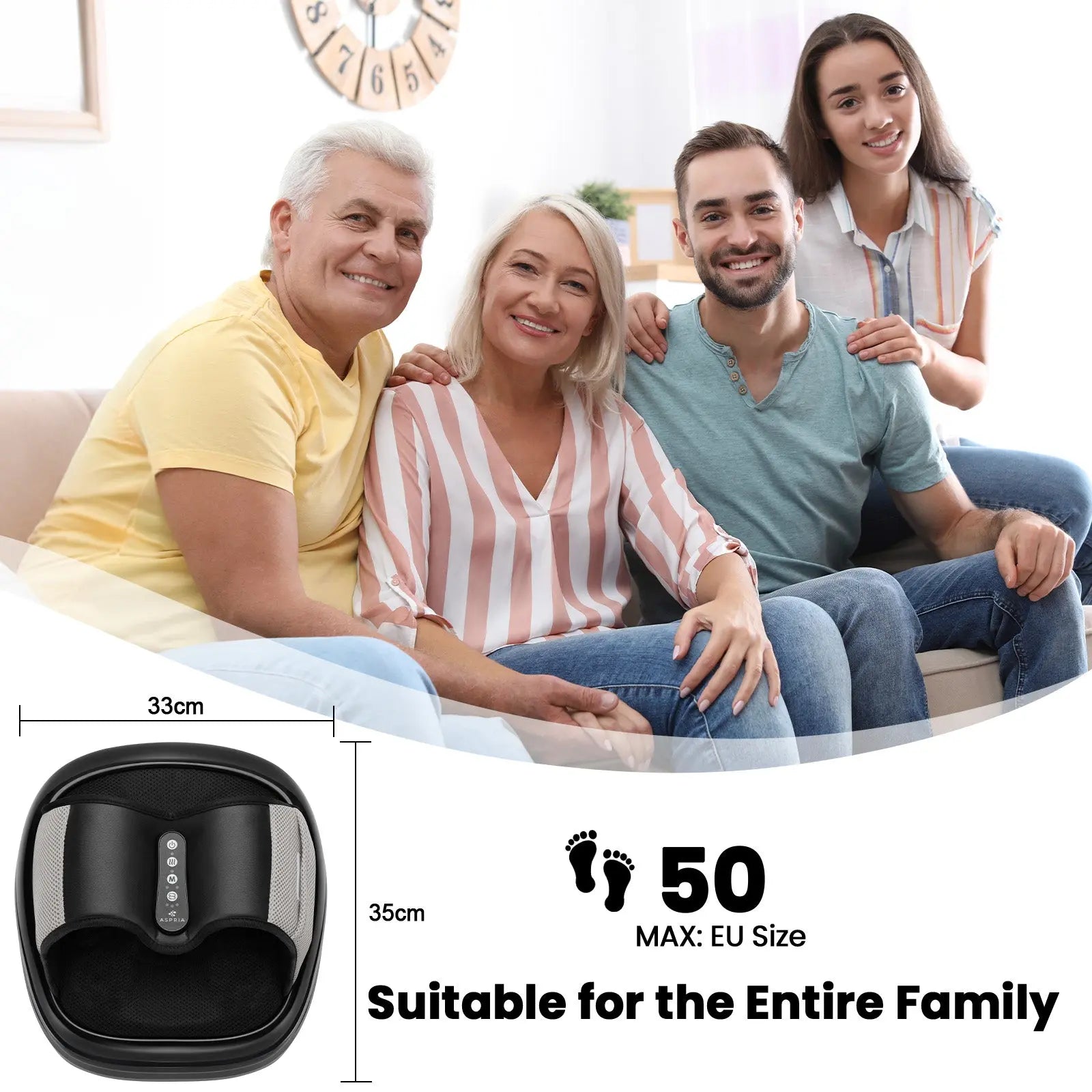 Naipo Fußmassagegerät, Shiatsu Fussmassage mit Wärmefunktion, Kneten, Luftkompression, 3 optionale Modi, einstellbare Intensität und Timer für Entspannung