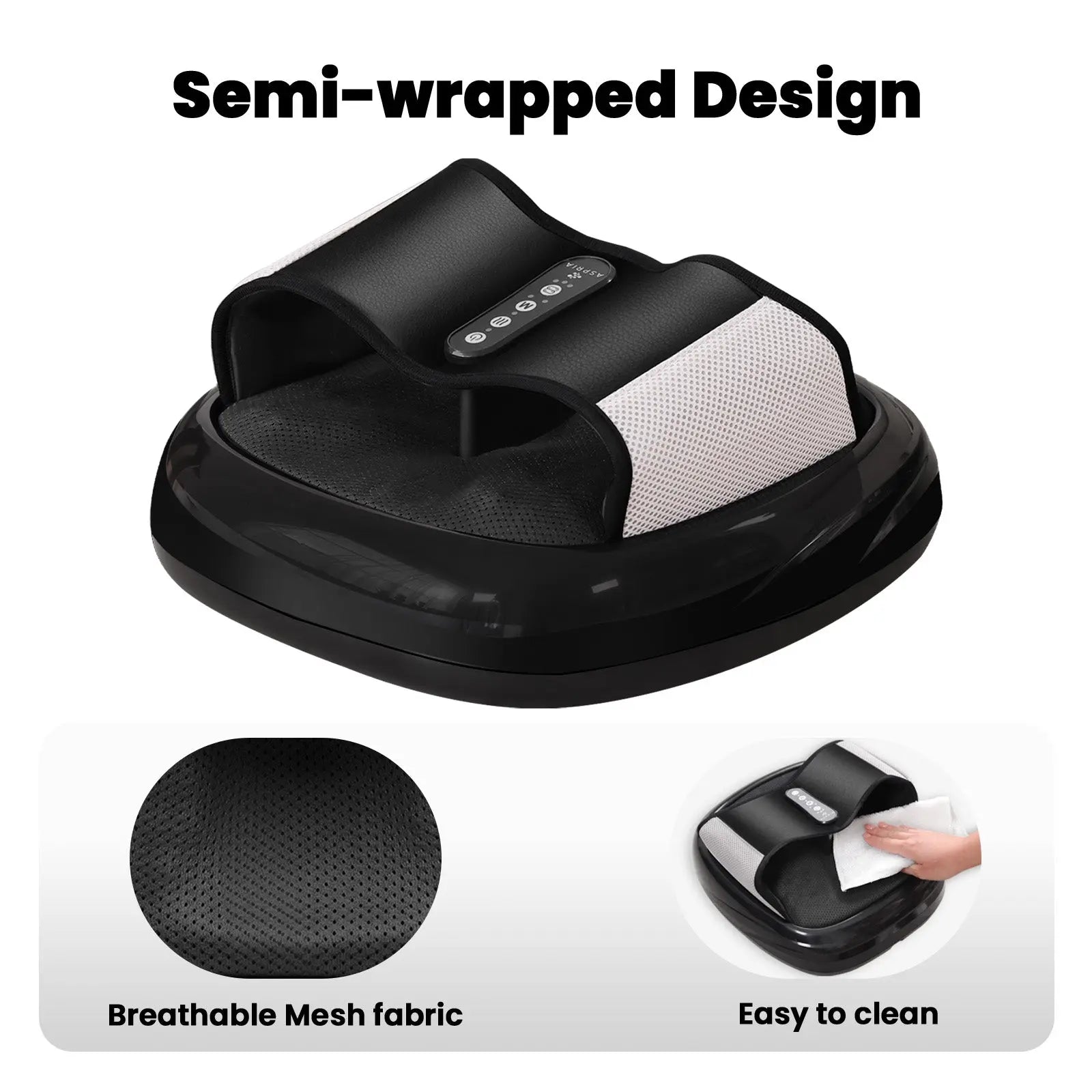 Naipo Fußmassagegerät, Shiatsu Fussmassage mit Wärmefunktion, Kneten, Luftkompression, 3 optionale Modi, einstellbare Intensität und Timer für Entspannung