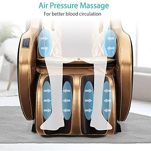 Aspria Massagesessel ergonomischer Massagestuhl mit verschiedenen Massageprogrammen, elektrischer Liegesessel mit Bluetooth, Relaxsessel platzsparender Massagesitz für Zuhause und Büro (Brown)