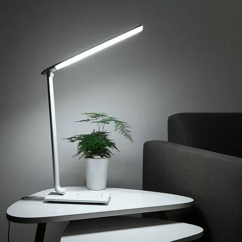 Aukey LT-T10-Whi LED Nachttischlampe, Berührungssteuerung Tischlampe mit 5 Farbtemperaturen, 5 Helligkeitsstufen, Nachtlichtmodus, 1-Stunden-Timer und USB-Ladeanschluss