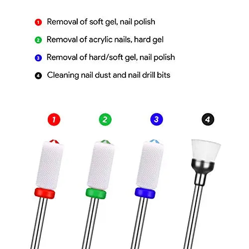 JCMASTER MCE475CMF, Premium Keramik Aufsätze longlife Bits 2.35mm Nagelfräser Crystal Gelnägel Medium Schleifen Acryl Maniküre, Pediküre Nageldesign Schleifkörper Acrylnägel, verschiedene Stärken