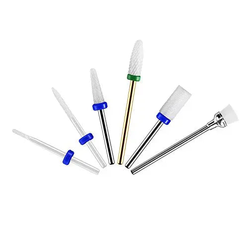 JCMASTER® 5x Premium Keramik Bits Inkl. 1x Bürstenbit Maniküre/Pediküre/Hornhaut Professionelles Schleifkörper Set Für Nagelfräser