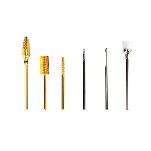 JCMASTER® 5x Premium Nagelfräser Bits Hartmetall 2.35mm Inkl. 1x Bürstenbit Maniküre/Pediküre Aufsatz Professionelles Schleifkörper Set Nagelstudio mit Halterung