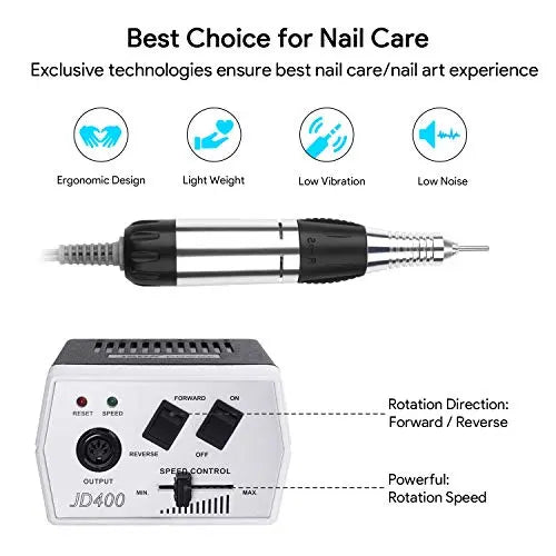 JCMaster JD 400, Profi 30000 U/Min, inkl 4 Aufsätzen, Gelnägel & Acrylnägel, 2022 Modell