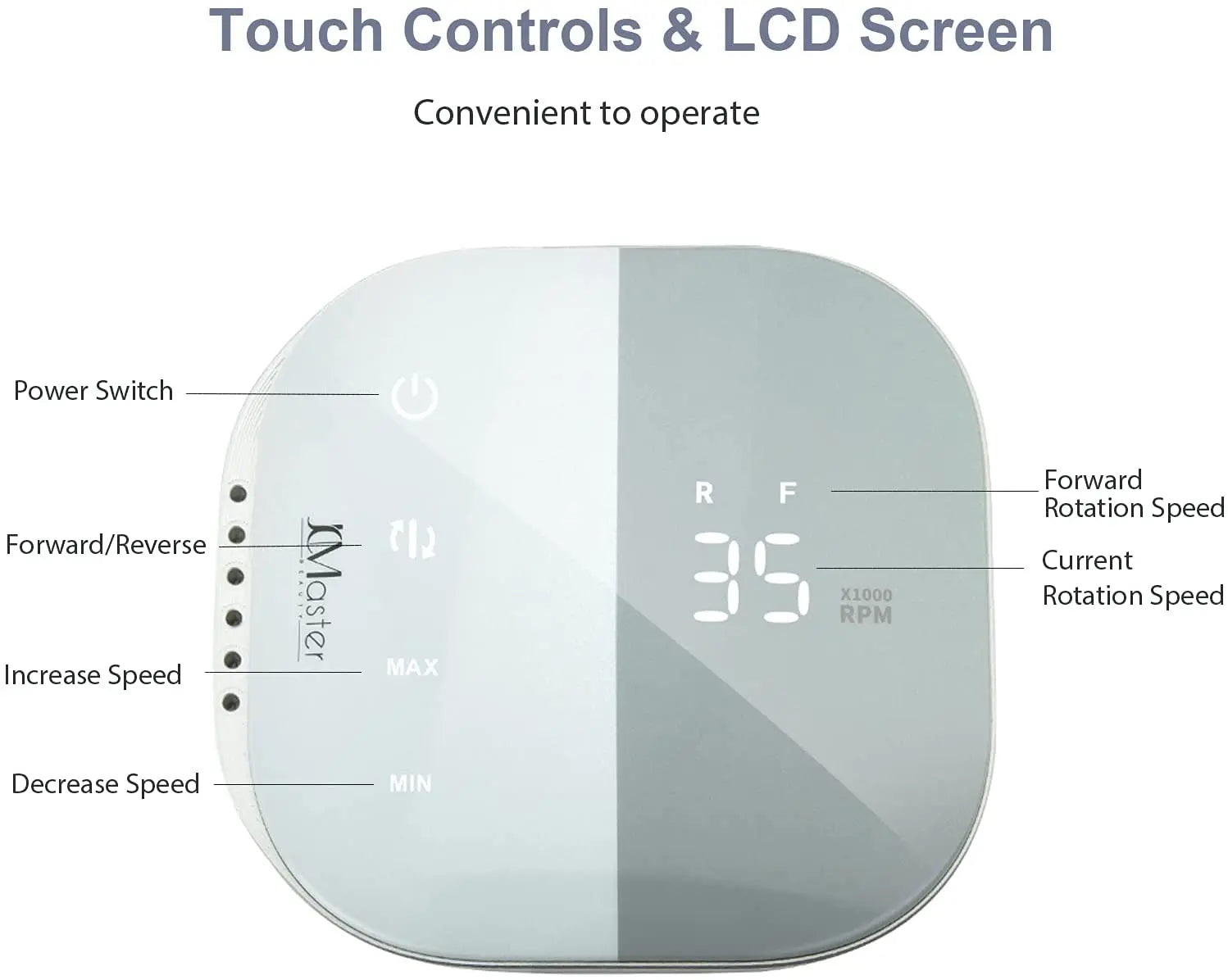 JCMaster TouchPro+ Premium Nagelfräser 35000 Umin, Touchfunktion, 4x Bits inkl. 2022 Modell