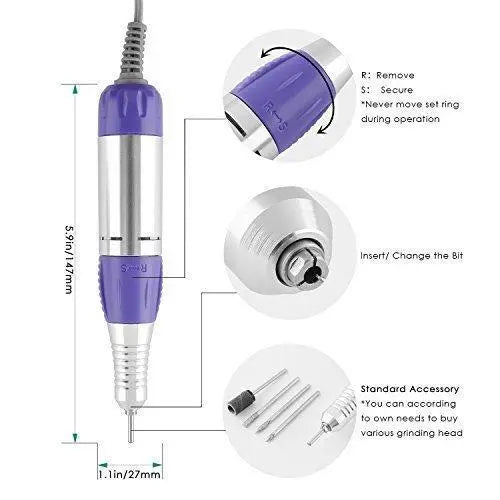 JSDA Profi Nagelfräser JD200 + 4x Diamant Bits, Set