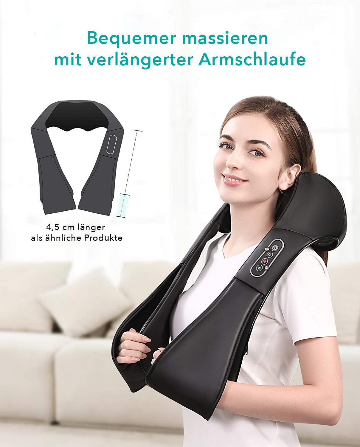 NAIPO Massagegerät Shiatsu für Nacken Rücken Schulter, Infrarotwärme, kabelgebunden - Gebraucht