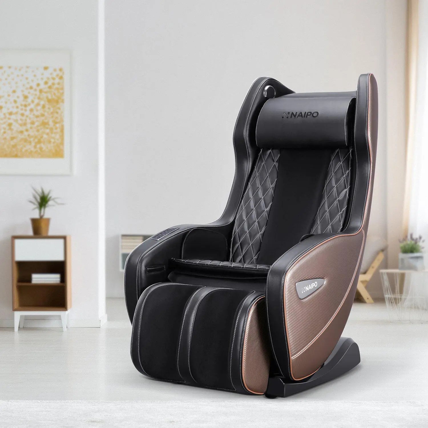 NAIPO Massagesessel mit Wärme | Design-Award | Bluetooth | Liegefunktion | Space-Saving | Creme-beige