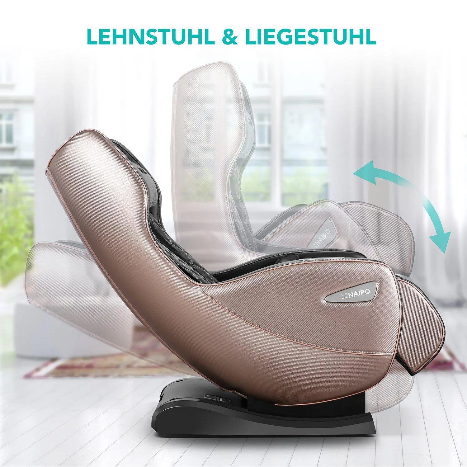 NAIPO Massagesessel mit Wärme | Design-Award | Bluetooth | Liegefunktion | Space-Saving | Creme-beige