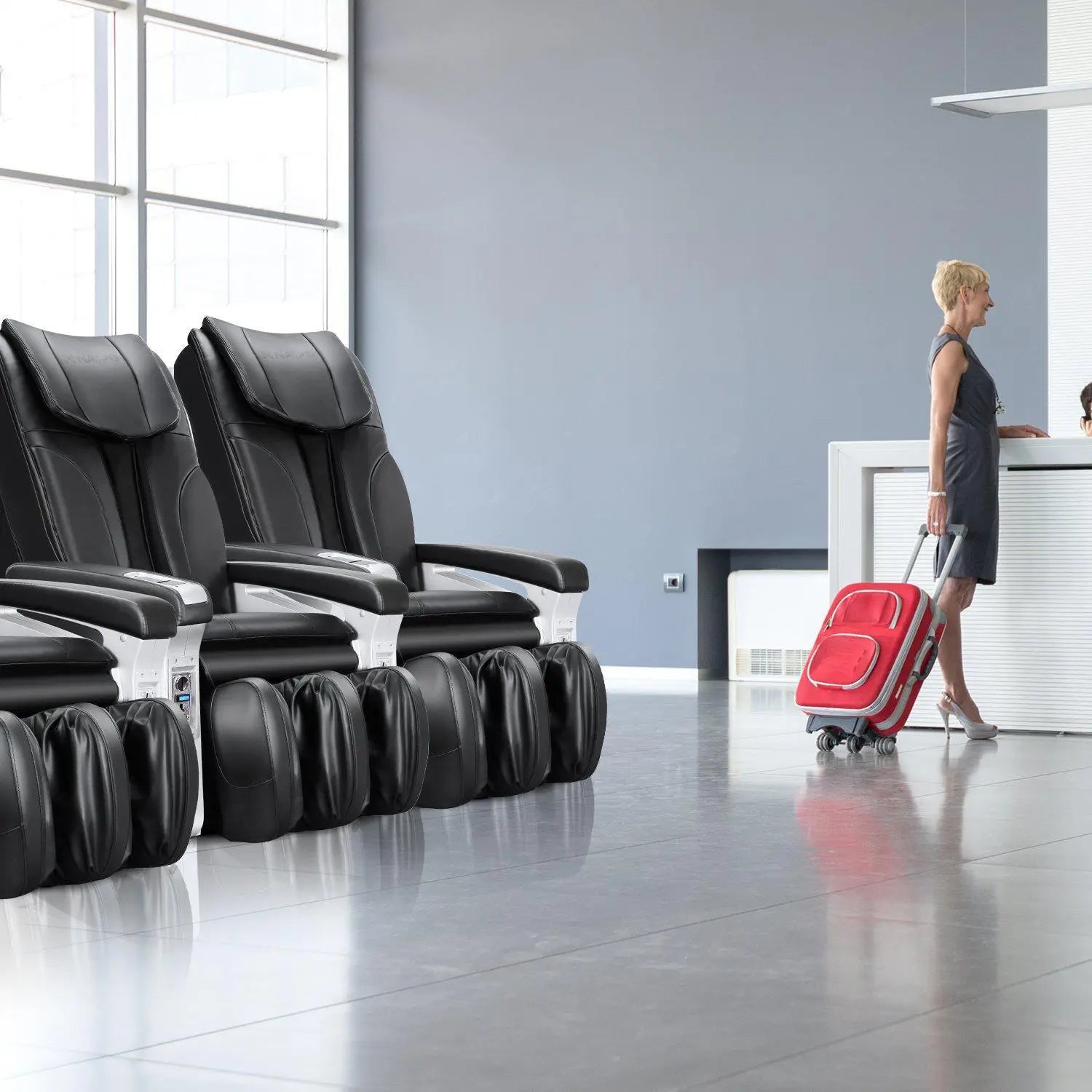 NAIPO Münzbetriebener Massagesessel, Shiatsu Massagestuhl, Doppeltes Sicherheitsystem, Gewerblich, Digitialanzeige