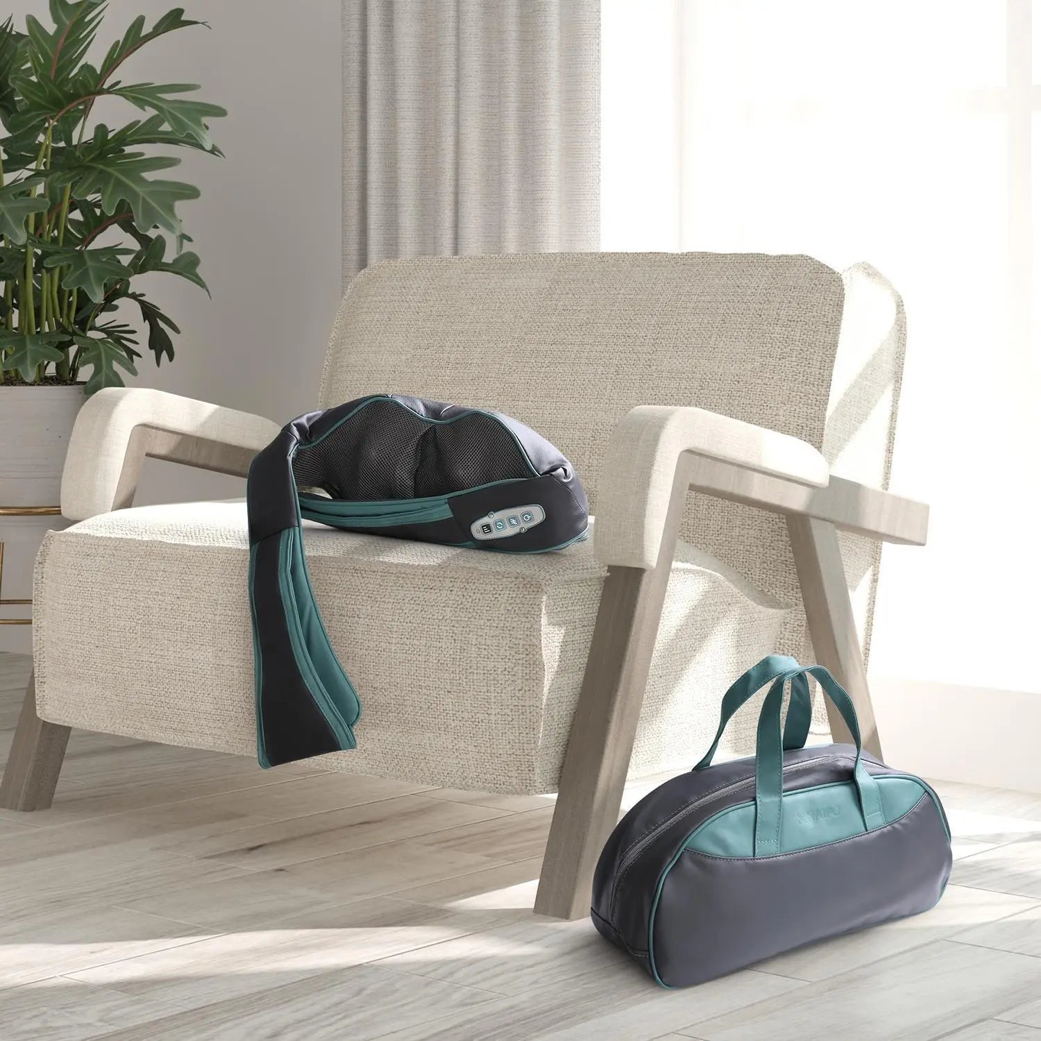 NAIPO Schulter Massagegerät Kabellos Nackenmassagegerät Shiatsu Elektrisch Massage mit Wärmefunktion Nacken Rücken 3D-Rotation Massager