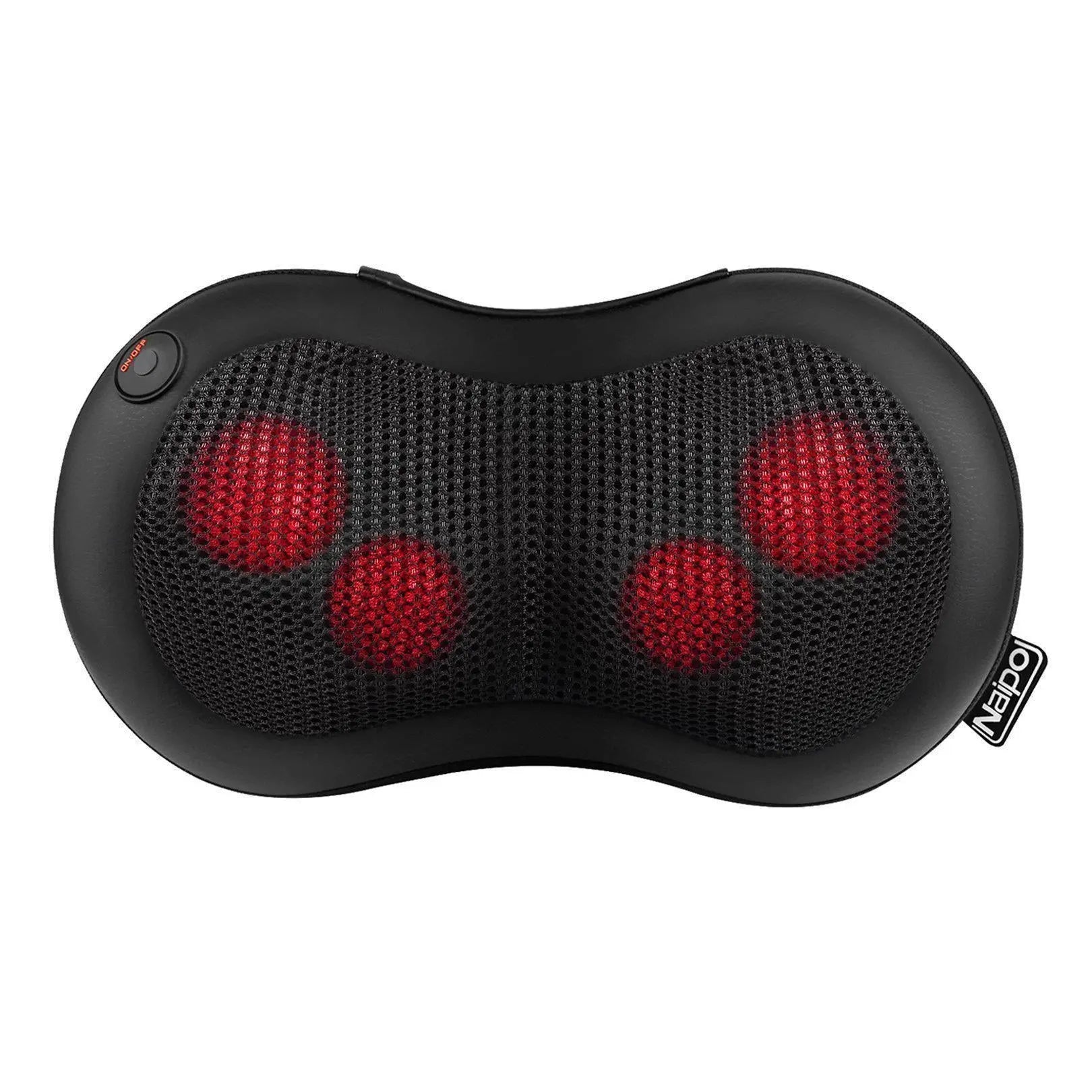 NAIPO Shiatsu Massagekissen Nacken Massagegerät mit Infrarot & Wärmefunktion, 4 3D-rotierenden Massageköpfen