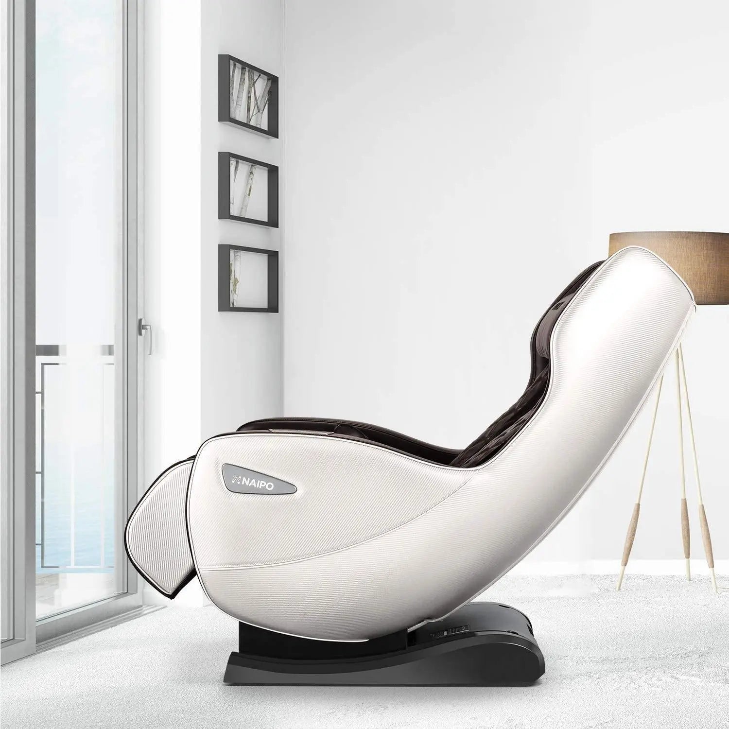 NAIPO Shiatsu Massagesessel, Design-Award, Wärmefunktion, Bluetooth, Liegefunktion, Space-Saving