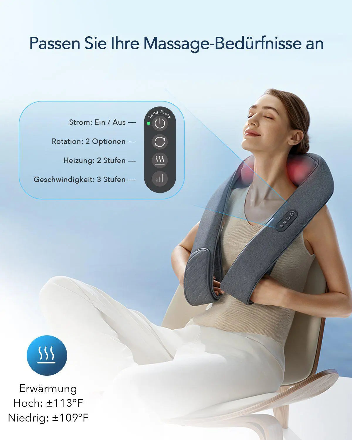 NAIPO oCuddle Deluxe Massagegerät, Mit Akku, Wärmefunktion, Hands-Free-Design