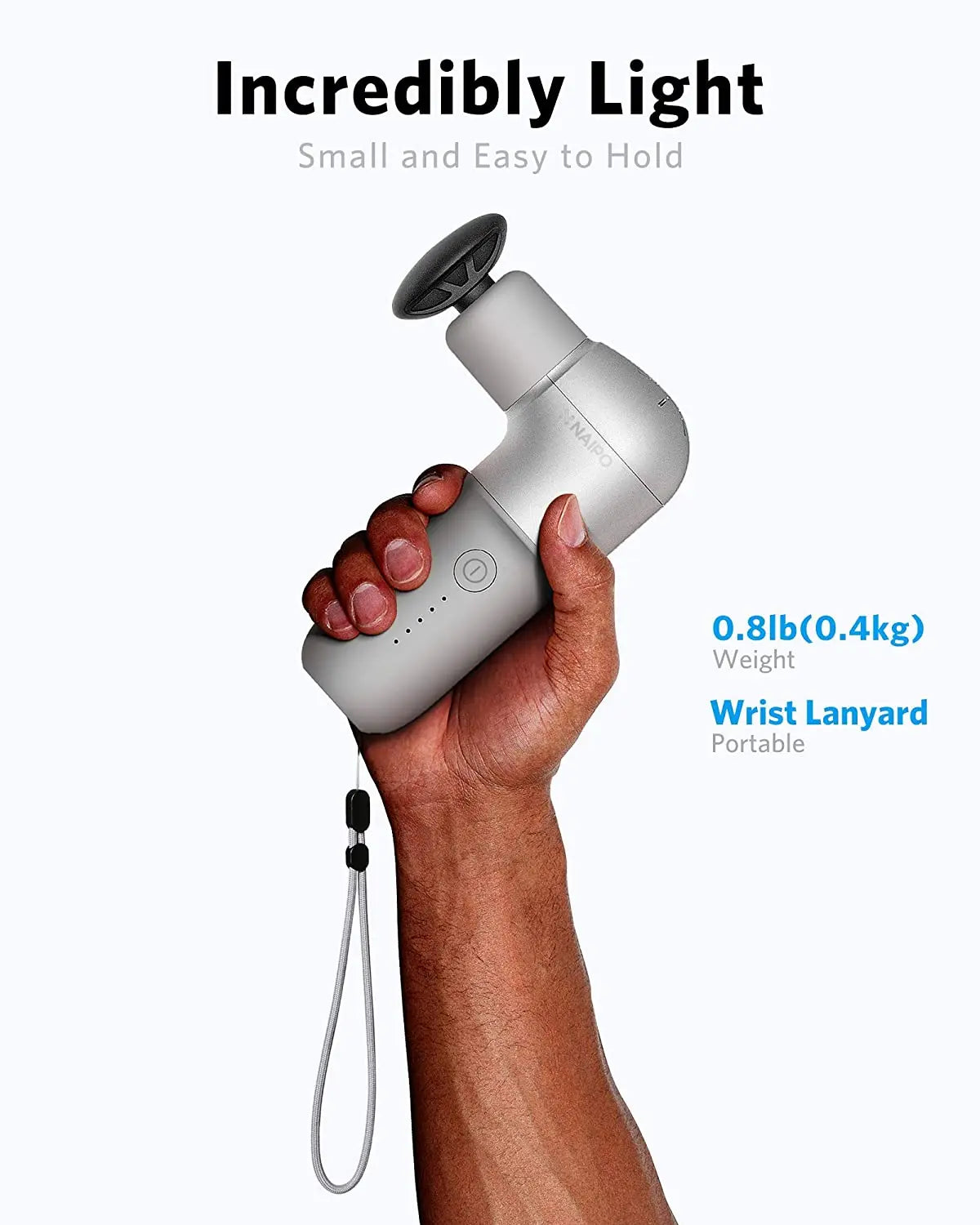 NAIPO® Mini Pro - Massagepistole, Kompakt & Leistungsstark, 5 Intensitätsstufen, inkl. 4 Aufsätze