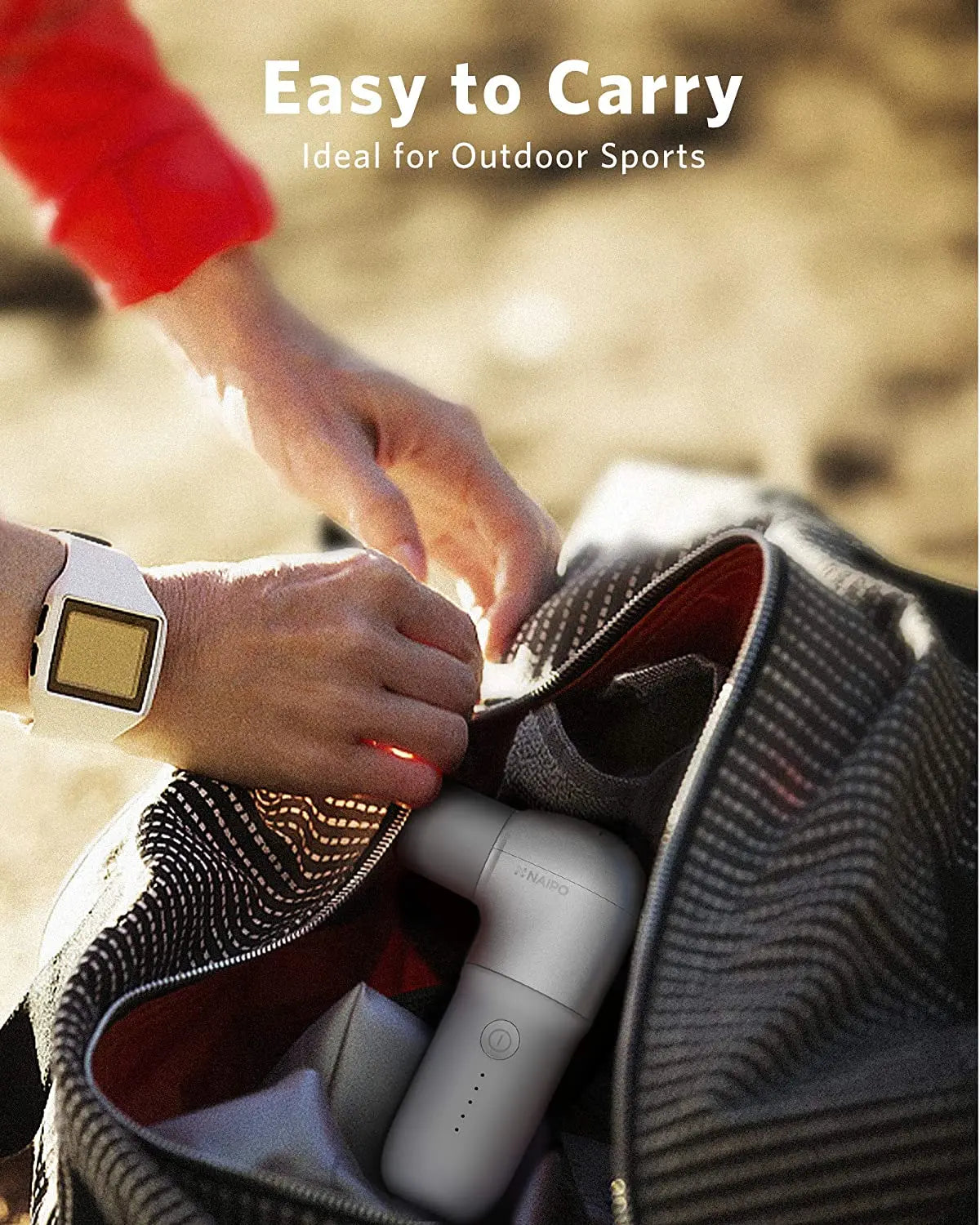 NAIPO® Mini Pro - Massagepistole, Kompakt & Leistungsstark, 5 Intensitätsstufen, inkl. 4 Aufsätze