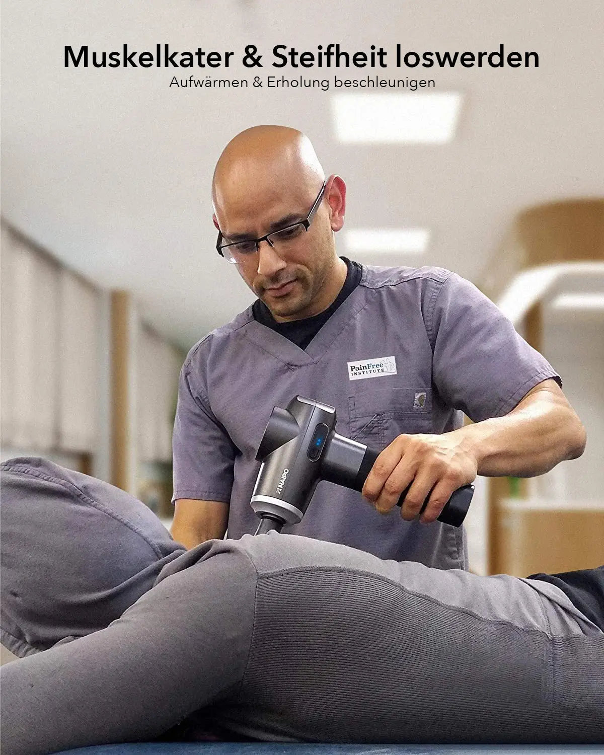 NAIPO® Pro - Massagepistole, einstellbare Intensität, inkl. 5 Aufsätze für Nacken, Schulter, Rücken