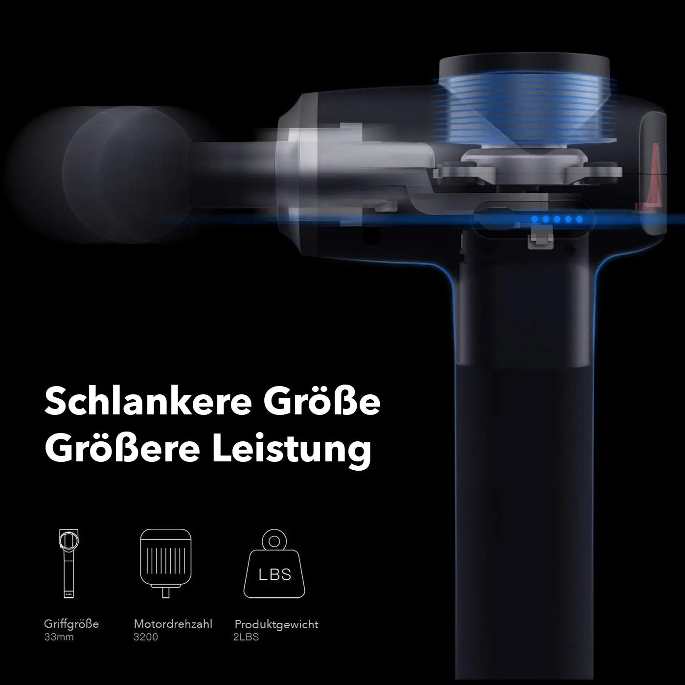 NAIPO® Pro - Massagepistole, einstellbare Intensität, inkl. 5 Aufsätze für Nacken, Schulter, Rücken