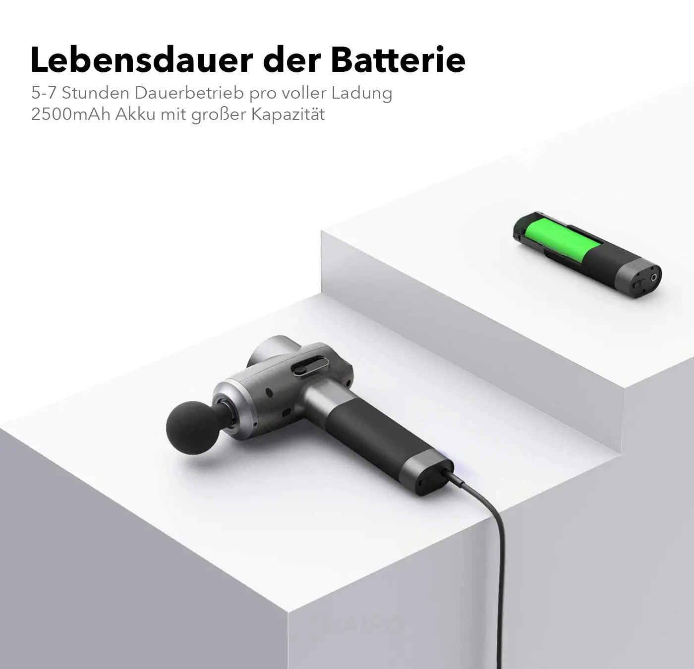 NAIPO® Pro - Massagepistole, einstellbare Intensität, inkl. 5 Aufsätze für Nacken, Schulter, Rücken